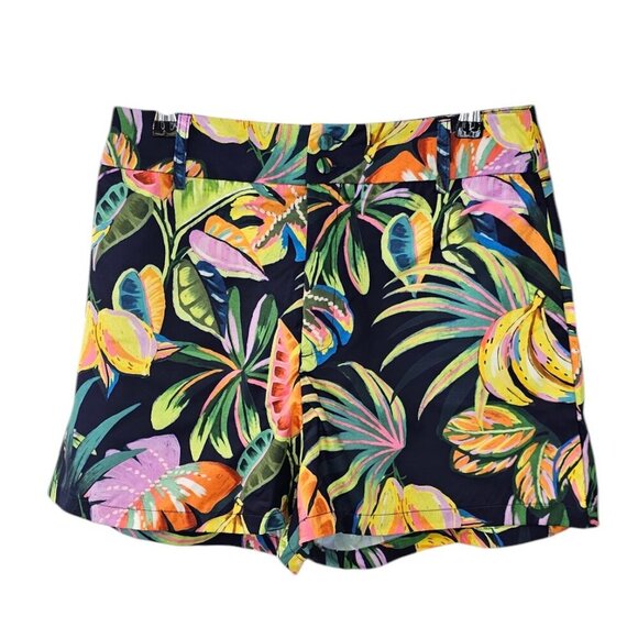 SHEIN Womens Tropical Print High Rise Shorts, Size Medium - Picture 1 of 8